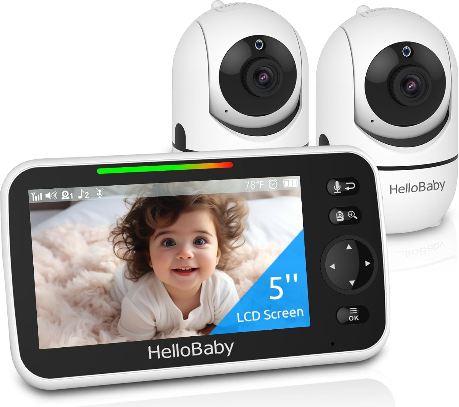 HelloBaby HB6550 no WiFi baby monitor with two cameras