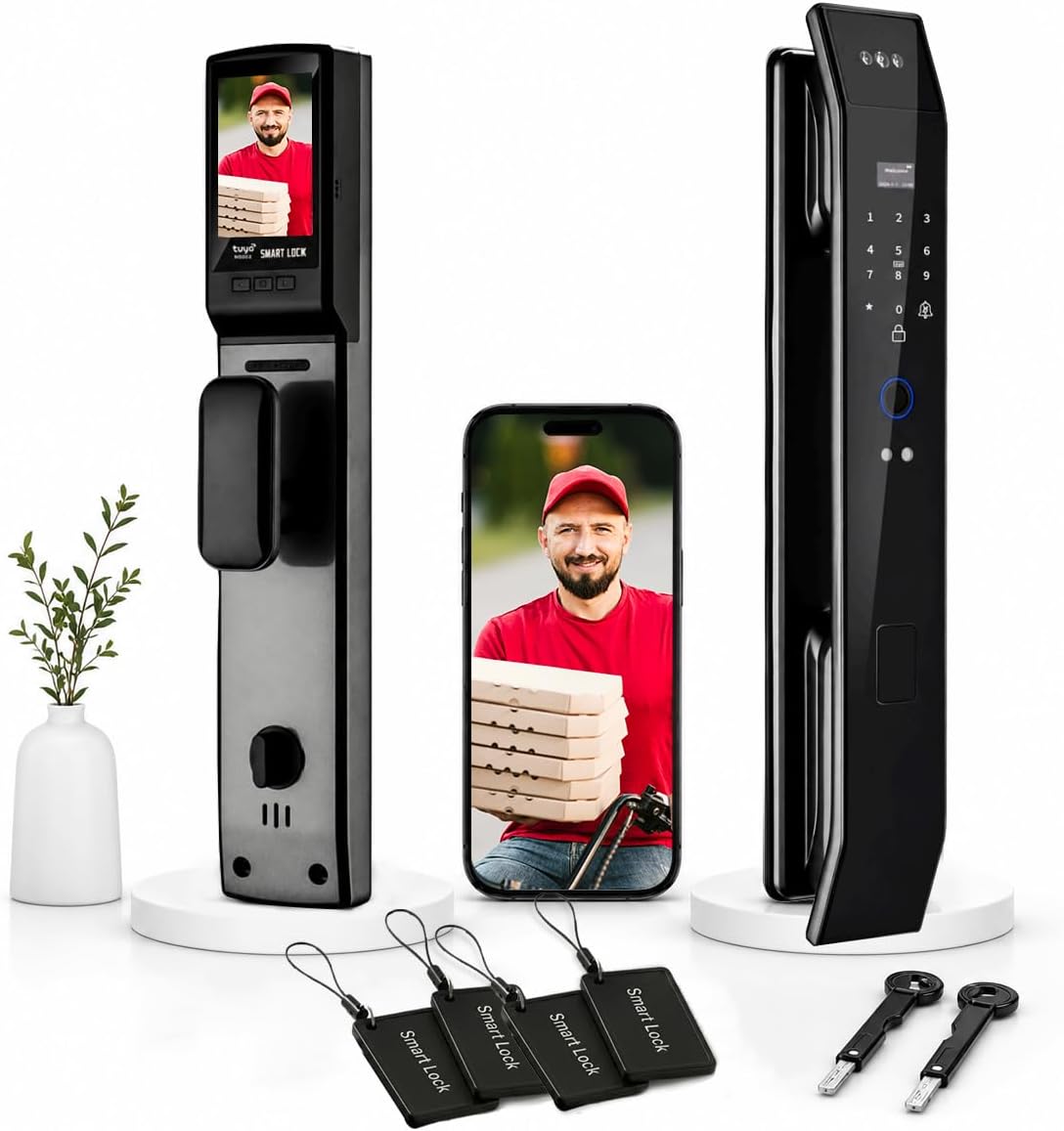 smart door lock with 3D face recognition and camera